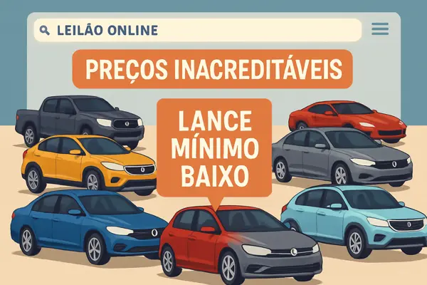Leilão de carros com lance mínimo baixo